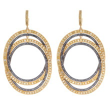 These 18k yellow gold earrings feature gray diamonds totaling 2.48c...