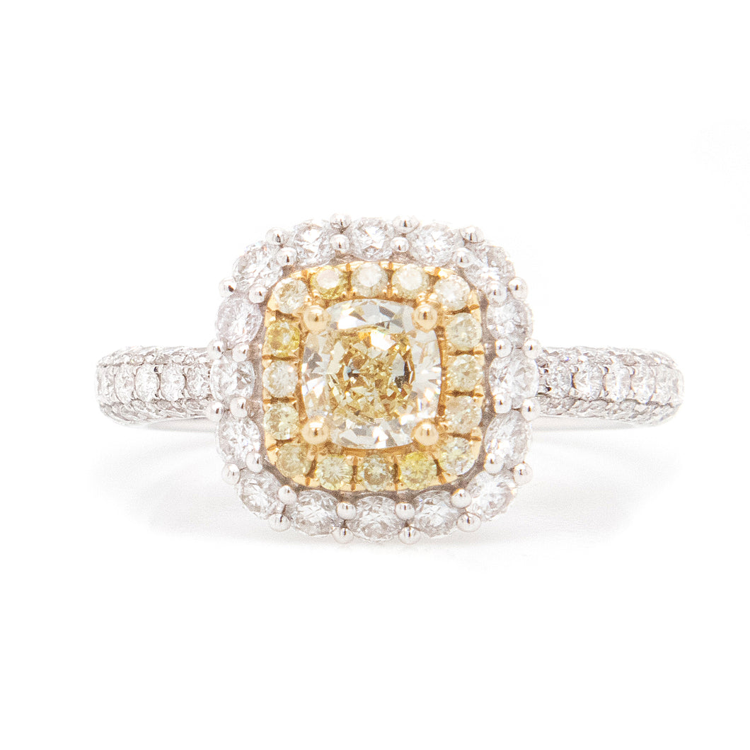 18k White Gold Yellow Diamond Ring
