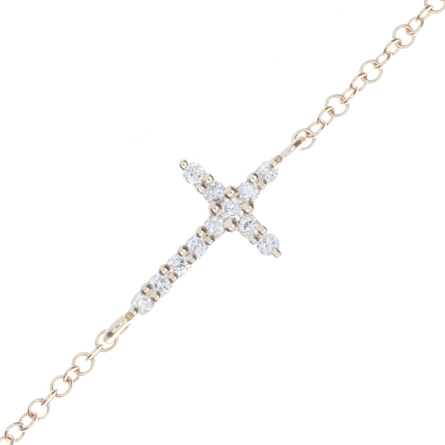 Diamond Cross Bracelet 14-Karat Rose Gold - Karina Constantine – Karina  Constantine Store