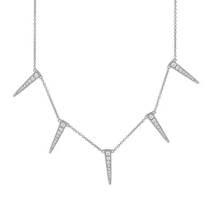 This spike necklace features pave set round brilliant cut diamonds ...