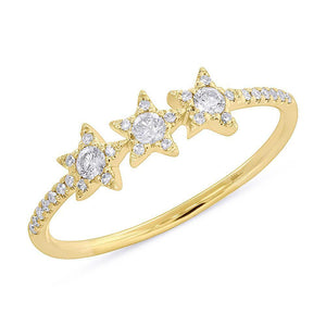 14k Yellow Gold Diamond Star Ring