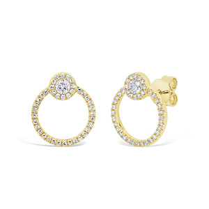 These earrings feature round brilliant cut diamonds that total .39cts.