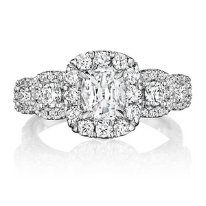 Henri Daussi  Halo Diamond Engagement Ring