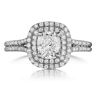 Henri Daussi Double Halo Diamond Engagement Ring